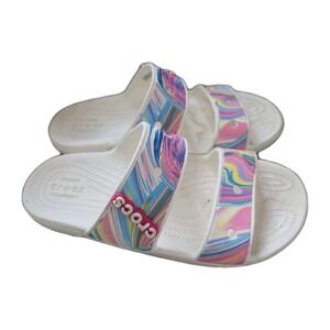 Classic Iconic Crocs Comfort Out of this World Pastel Rainbow  Sandals Women's 8